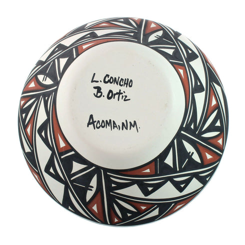 Native American Hand Crafted Acoma Pottery By Artist L. Concho, B. Ortiz SN20017